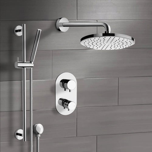 Thermostatic Rain Shower System with Handheld, Rain Shower Head, Shower Faucet Set Remer SFR22